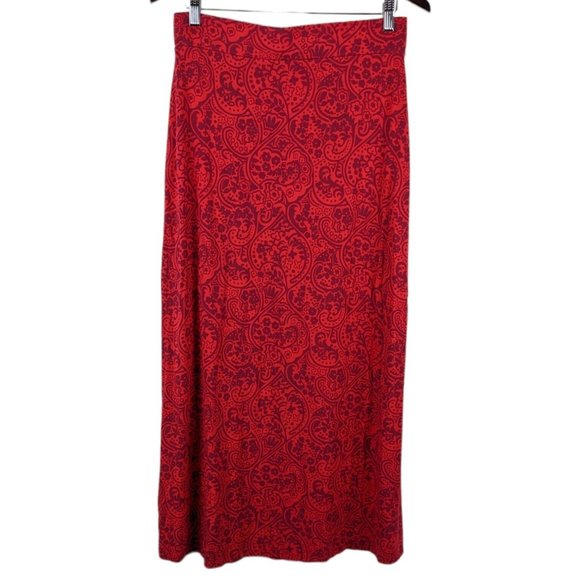 Boden Red Paisley Print Jersey Maxi Skirt Size 10P / UK 14P - Picture 1 of 4